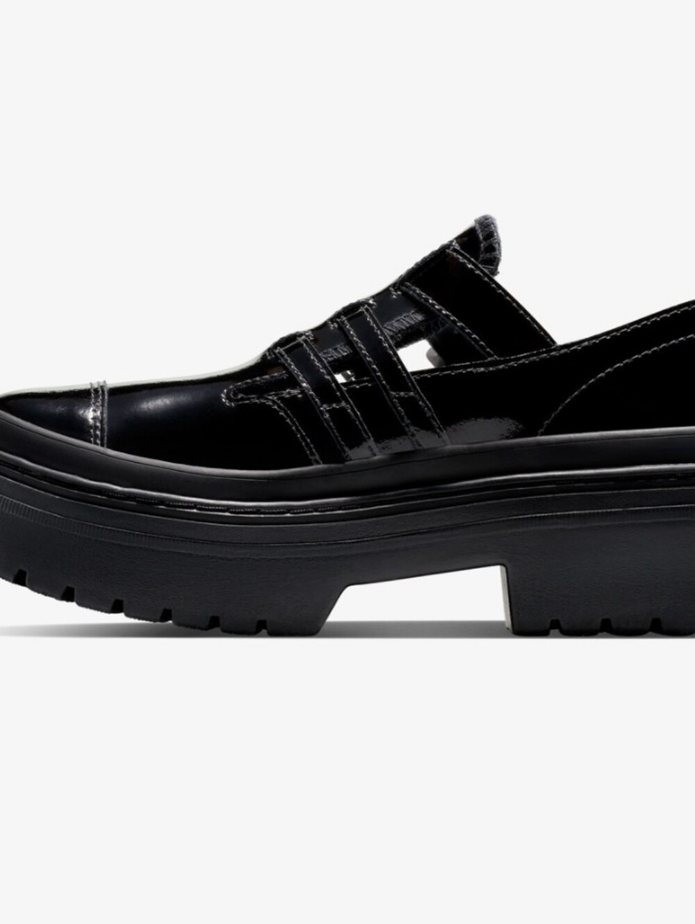 Converse Chuck Taylor All Star Lugged Heel Mary Jane Platform Shoe- Black Patent - Picture 5 of 12
